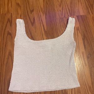 Contempo Casuals white/ivory textured tank top, size medium, cropped